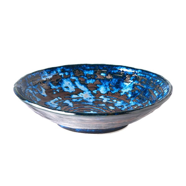 Copper Swirl kék kerámia mélytányér, ø 24 cm - MIJ