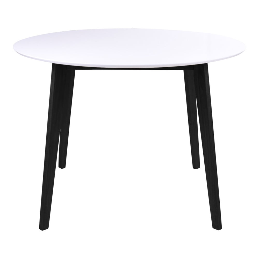 Vojens kaucsukfa étkezőasztal fehér asztallappal és fekete lábakkal, ⌀ 105 cm - House Nordic