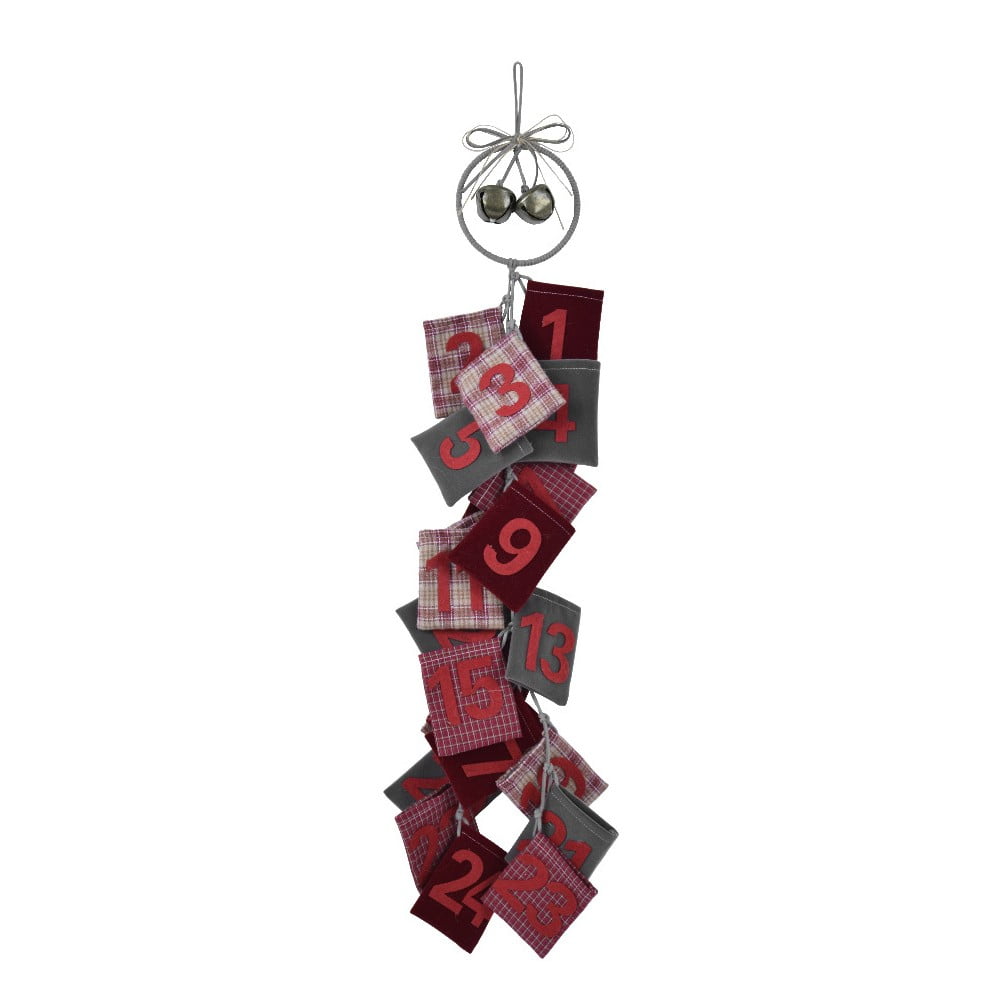 Advent piros függő adventi naptár gyapjúból, magasság 77 cm - Ego Dekor