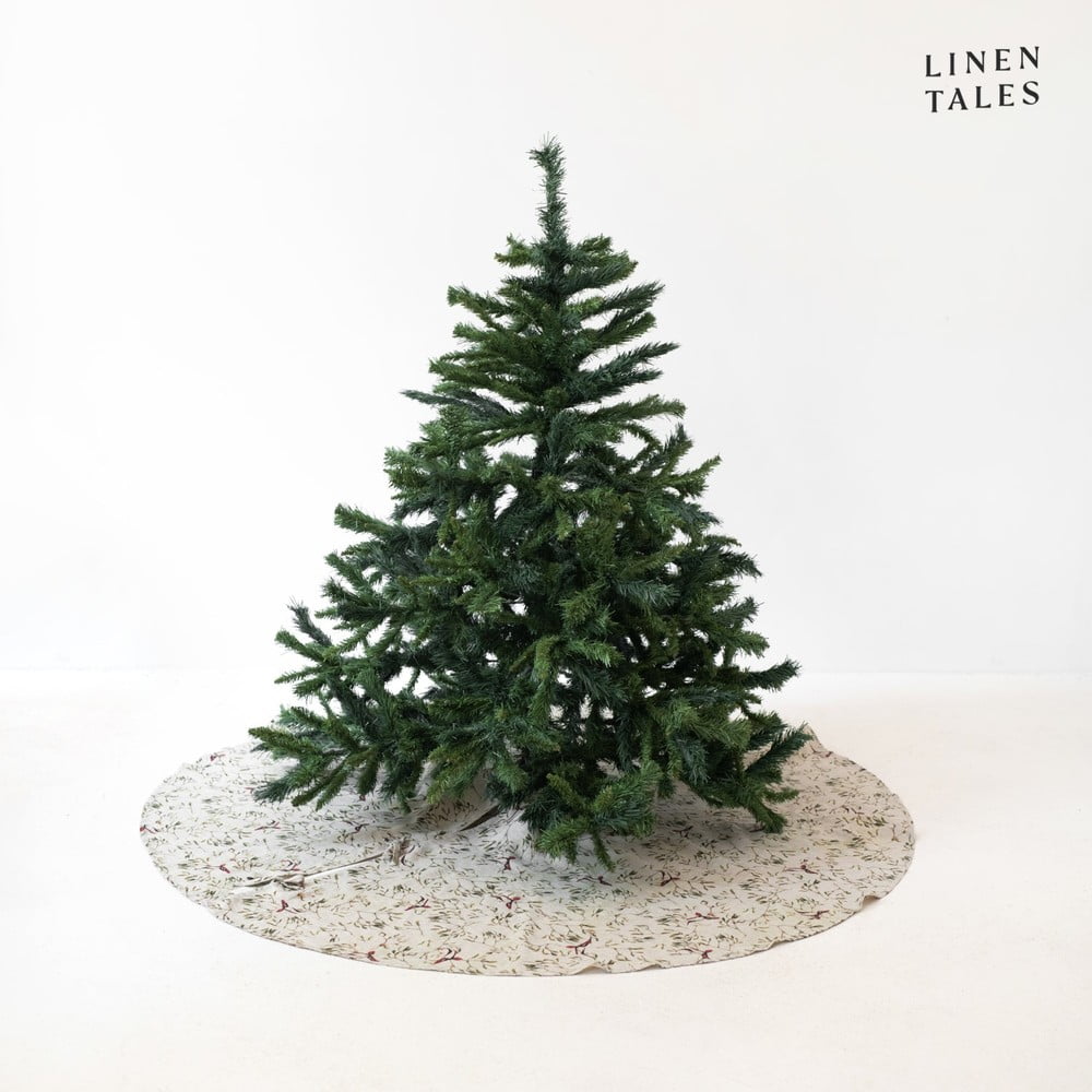 Bézs kerek szőnyeg karácsonyfa alá ø 125 cm - Linen Tales
