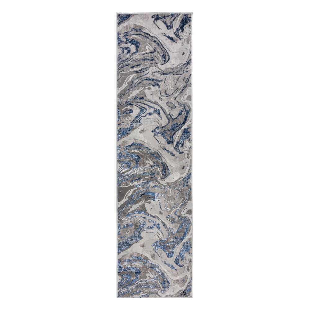 Marbled kék-szürke futószőnyeg, 80 x 300 cm - flair rugs