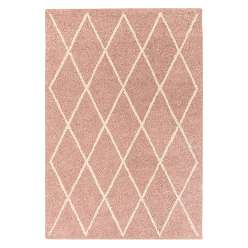 Rózsaszín kézi szövésű gyapjú szőnyeg 80x150 cm albany – asiatic carpets