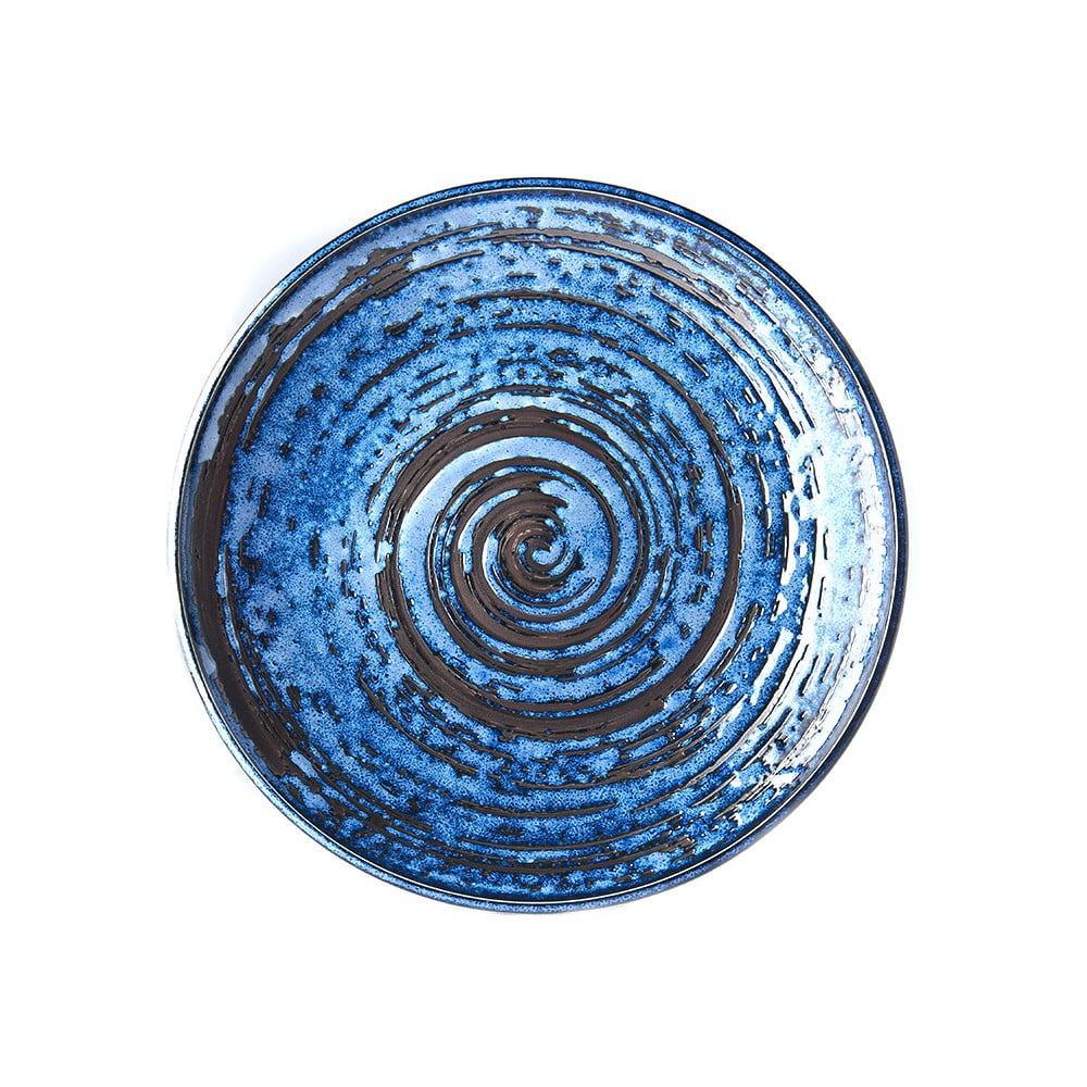 Copper Swirl kék kerámia tányér, ø 25 cm - MIJ
