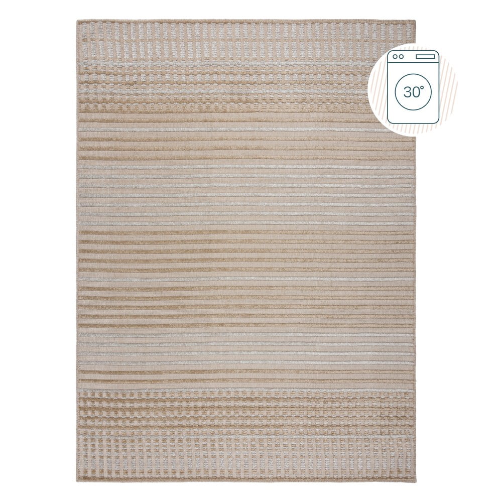 Bézs mosható zsenília szőnyeg 200x320 cm elton – flair rugs