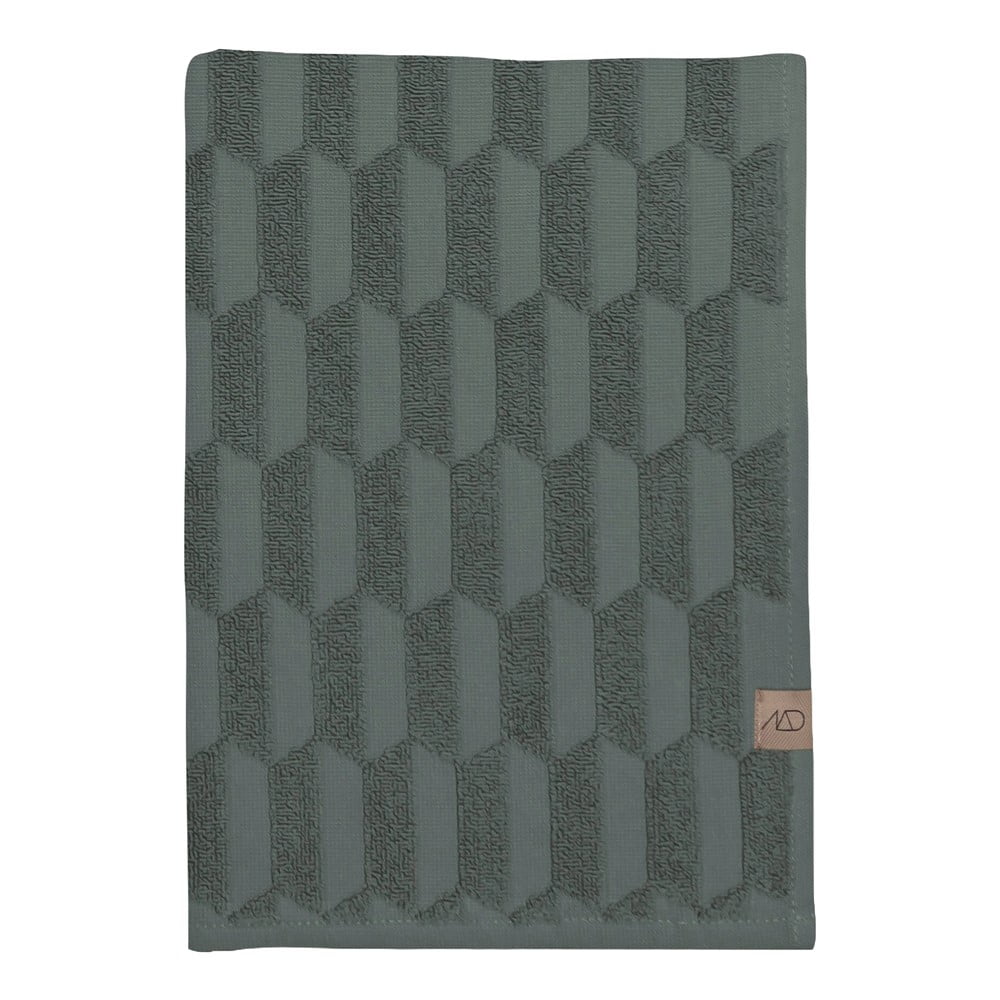 Sötétzöld pamut törölköző 50x95 cm Geo – Mette Ditmer Denmark