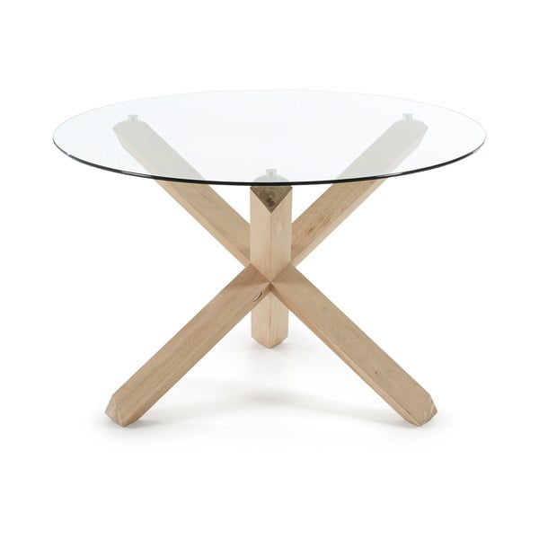 Nori tölgyfa étkezőasztal üveg asztallappal, ø 120 cm - Kave Home