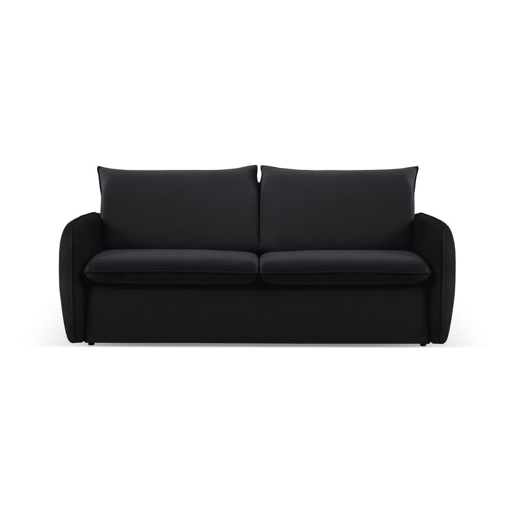 Fekete bársony kinyitható kanapé 194 cm vienna – cosmopolitan design
