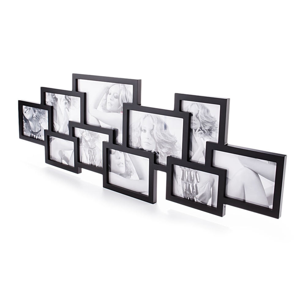 Collage fekete fali képkeret, 10 képhez - Tomasucci
