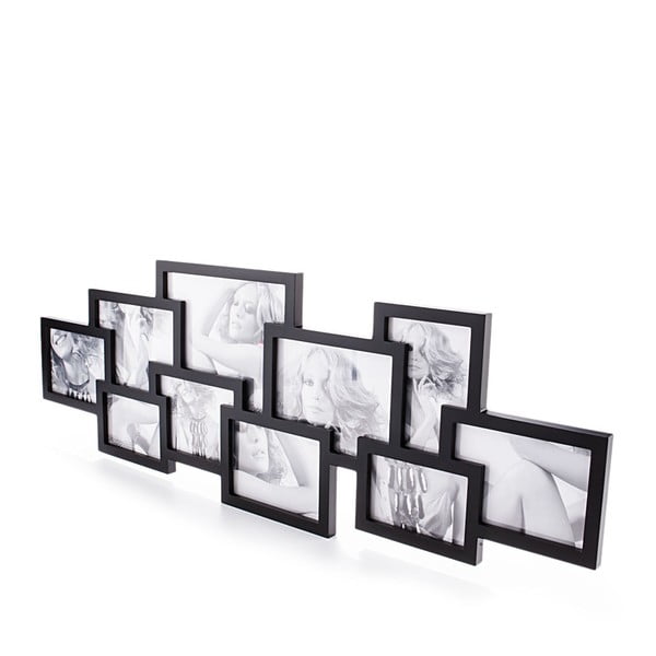 Collage fekete fali képkeret, 10 képhez - Tomasucci