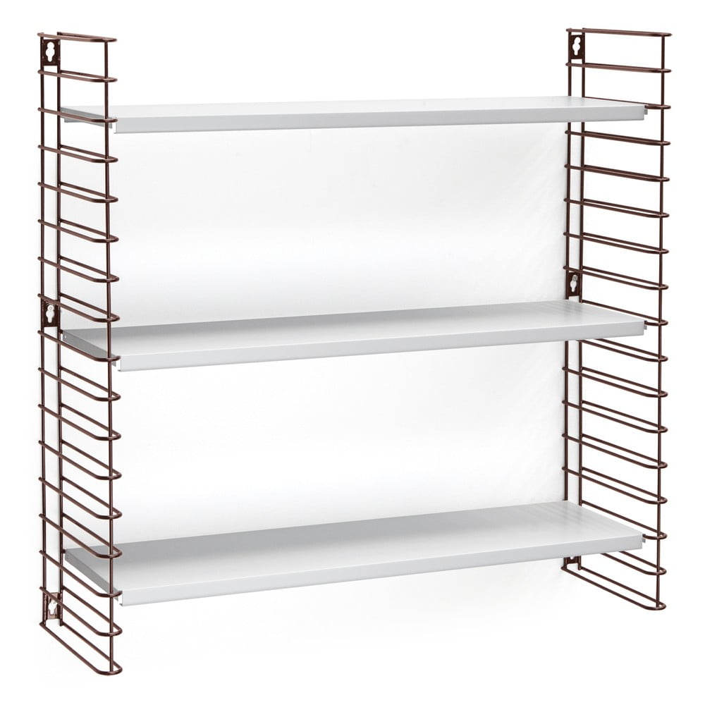 Libro háromszintes polc rézszínű elemekkel, hossz 70 cm - Metaltex