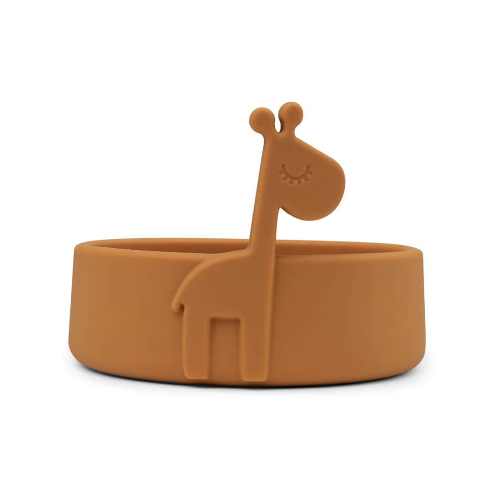 Mustársárga szilikon gyerek tálka Peekaboo Raffi - Done by Deer