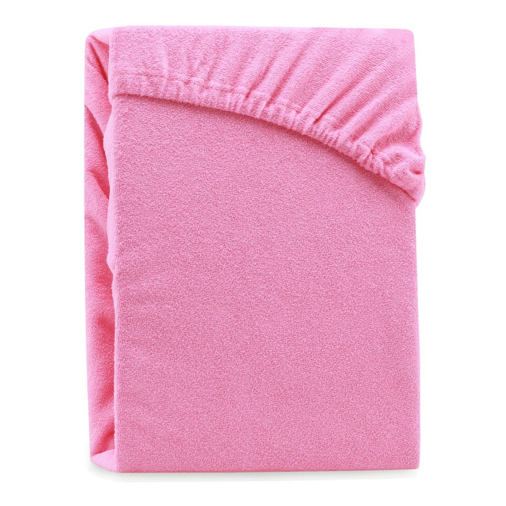 Ruby Pink rózsaszín kétszemélyes gumis lepedő, 180-200 x 200 cm - AmeliaHome