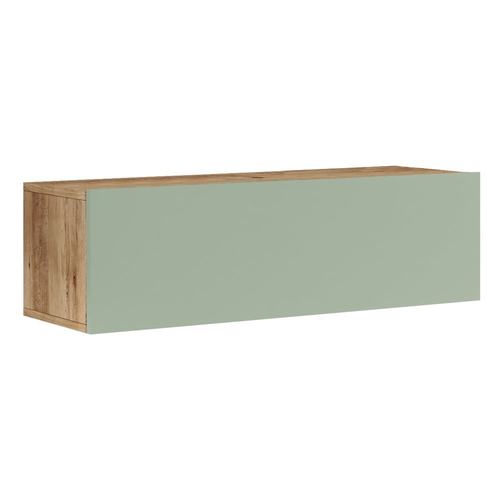 Zöld-natúr színű TV-állvány borovi fenyő dekorral 100x30x32 cm – Kalune Design