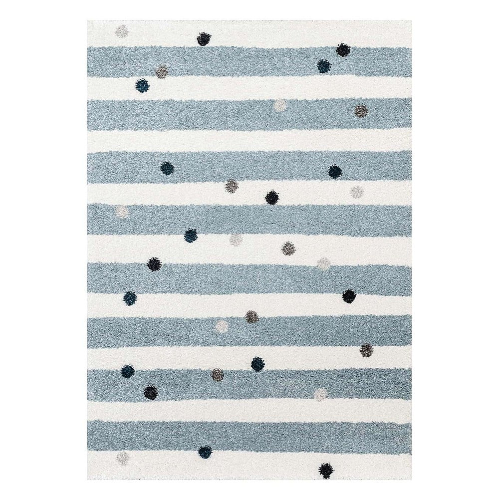 Fehér-kék antiallergén gyerek szőnyeg 230x160 cm stripes nad dots - yellow tipi