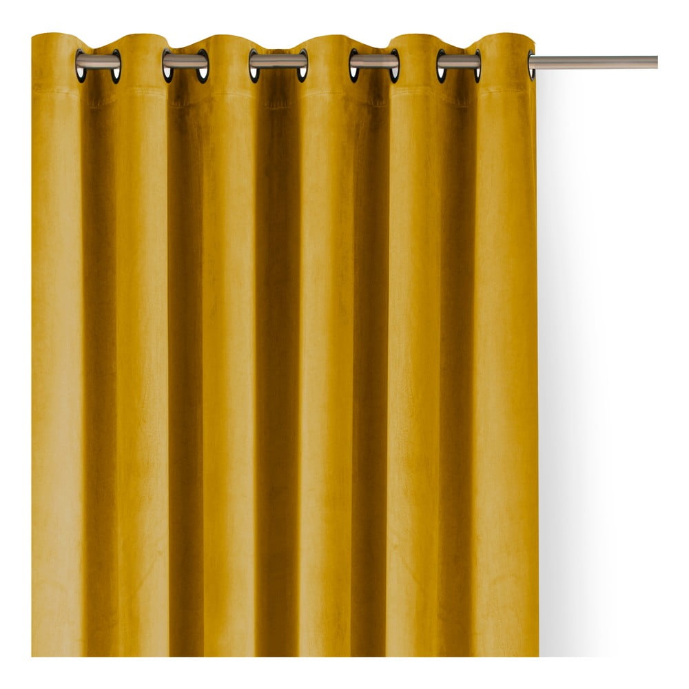 Mustársárga bársony dimout (semi-opac) függöny 530x270 cm Velto – Filumi
