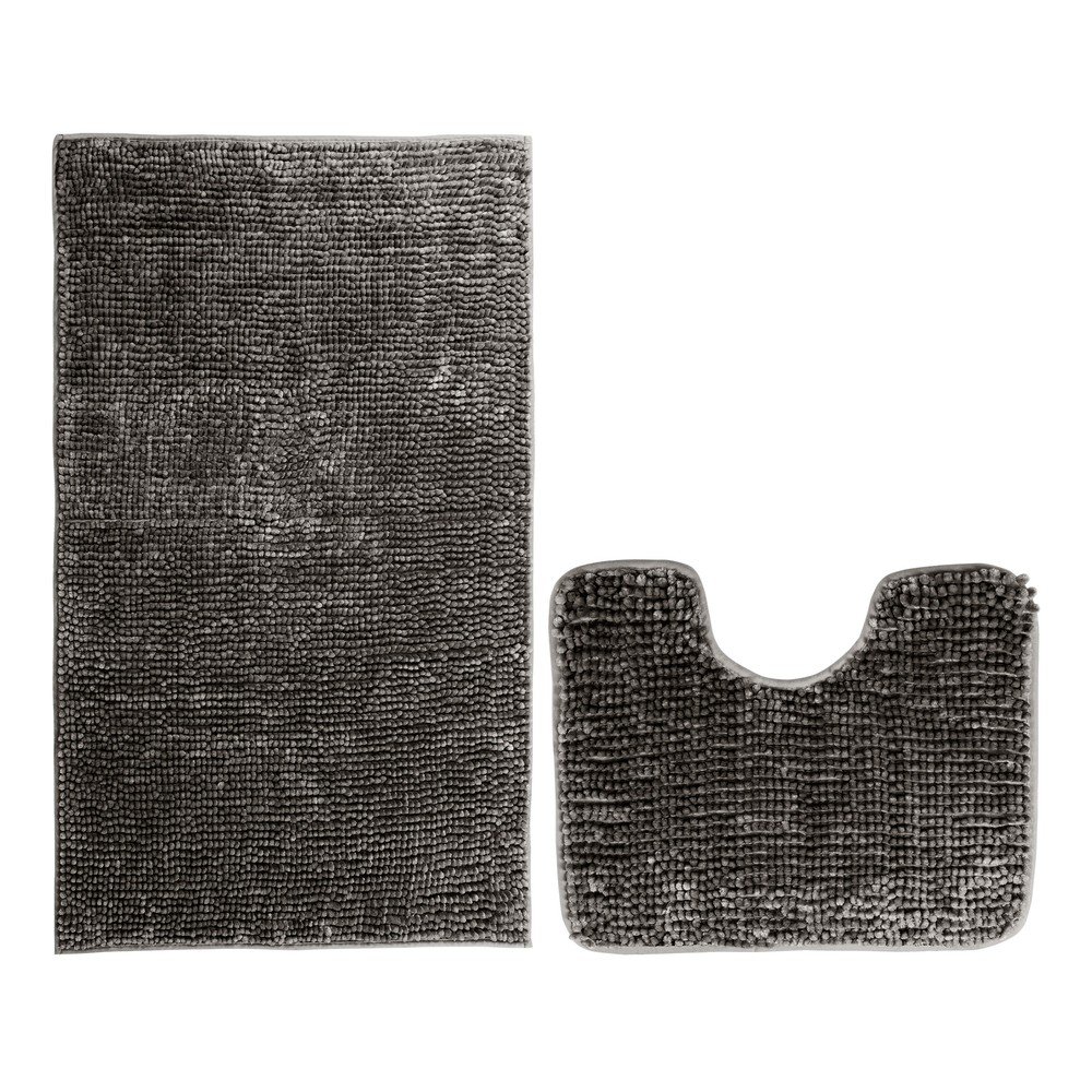 Sötétszürke fürdőszobai kilépő szett 2 db-os WC-hez 80x50 cm Bati – Restilo