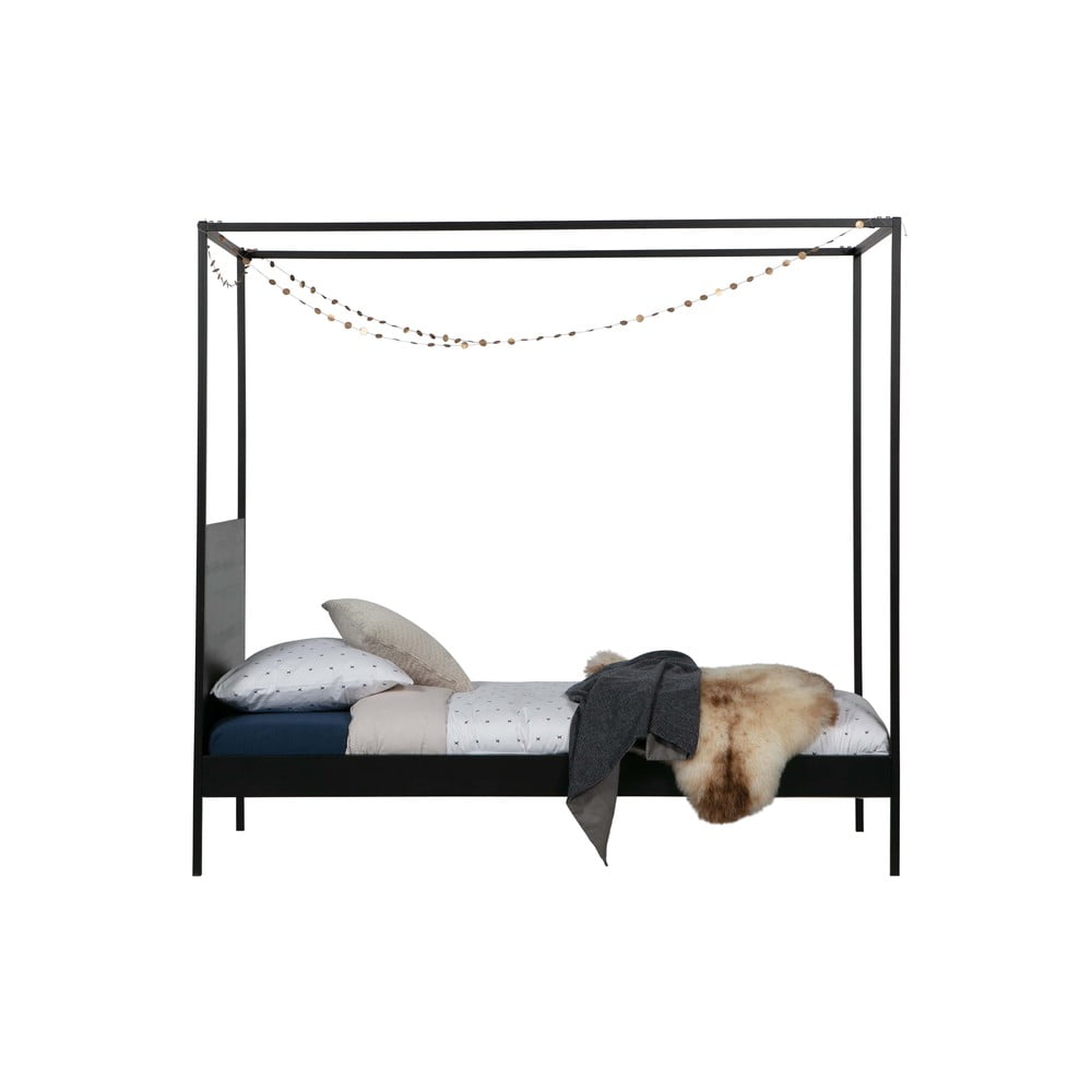 Dani fekete baldachinos ágy, 90 x 200 cm - woood