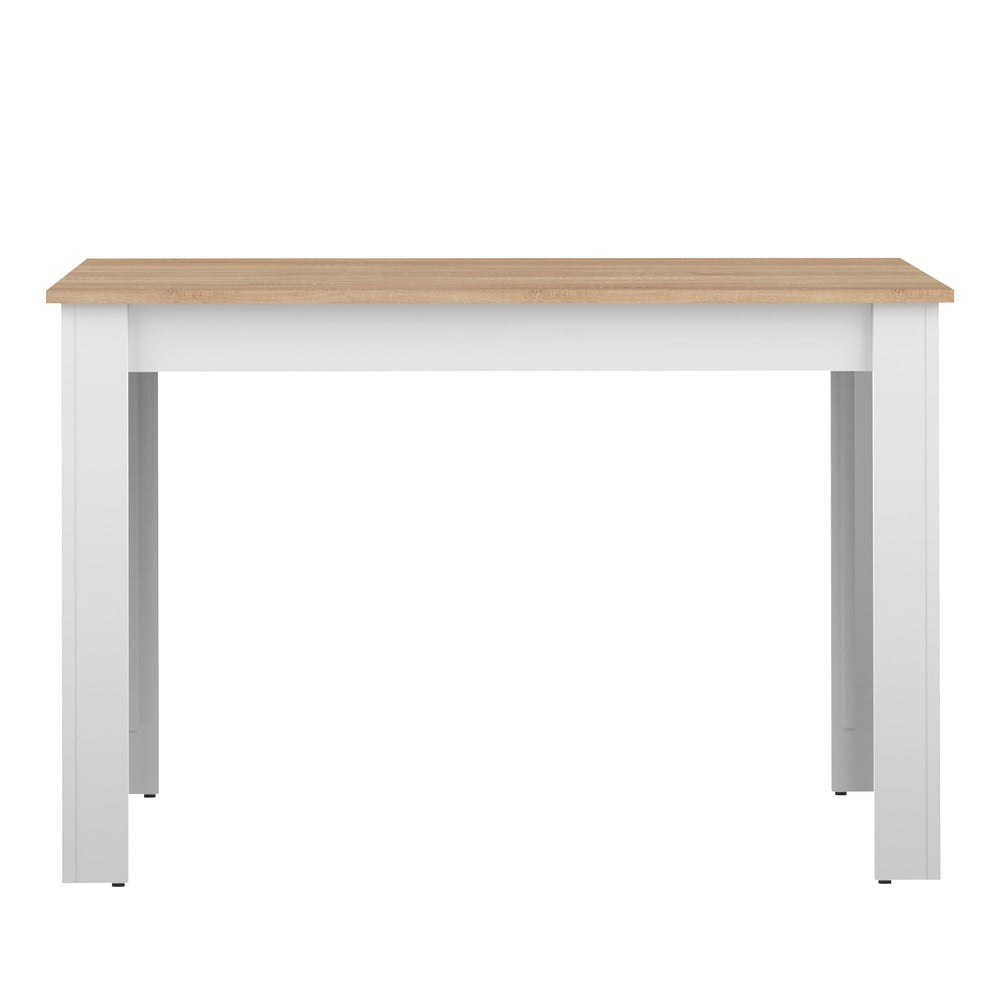 Fehér étkezőasztal tölgyfa dekoros asztallappal 110x70 cm nice - temahome
