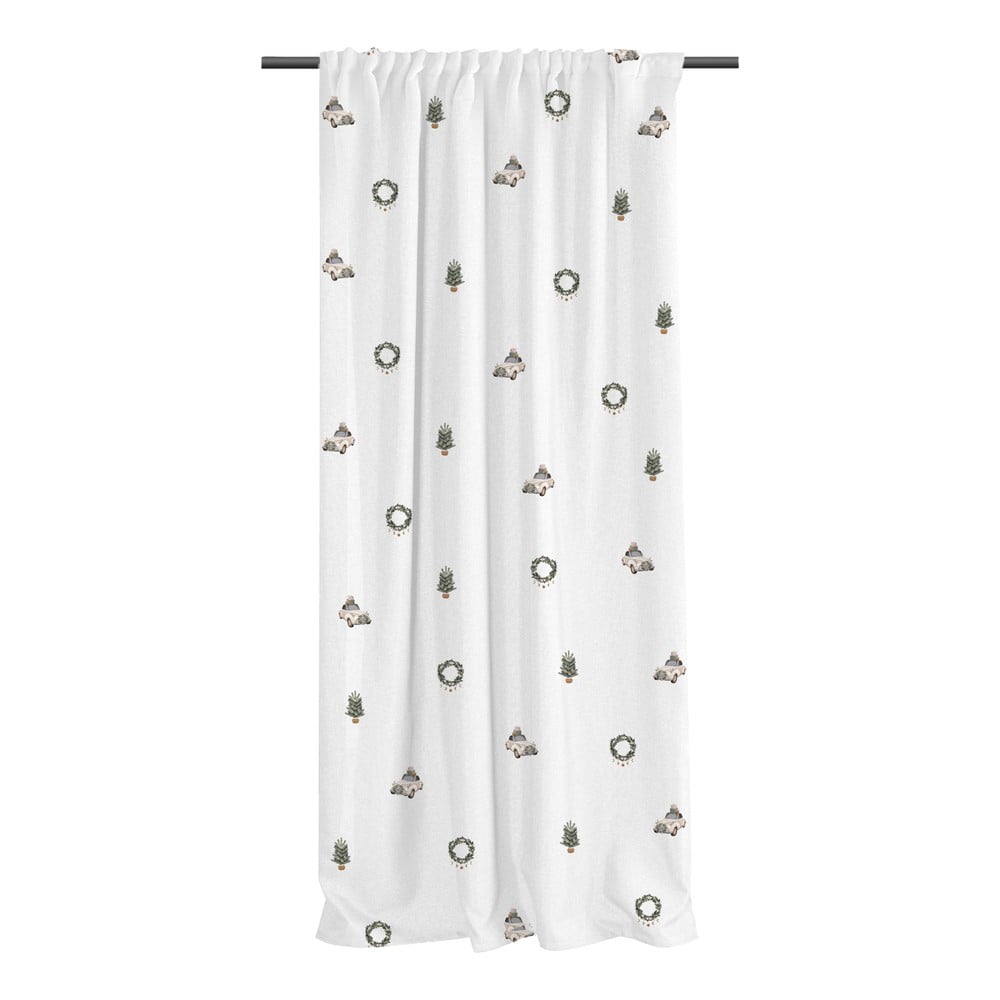 Fehér pamut-szatén függöny 110x250 cm Festive Car – Butter Kings