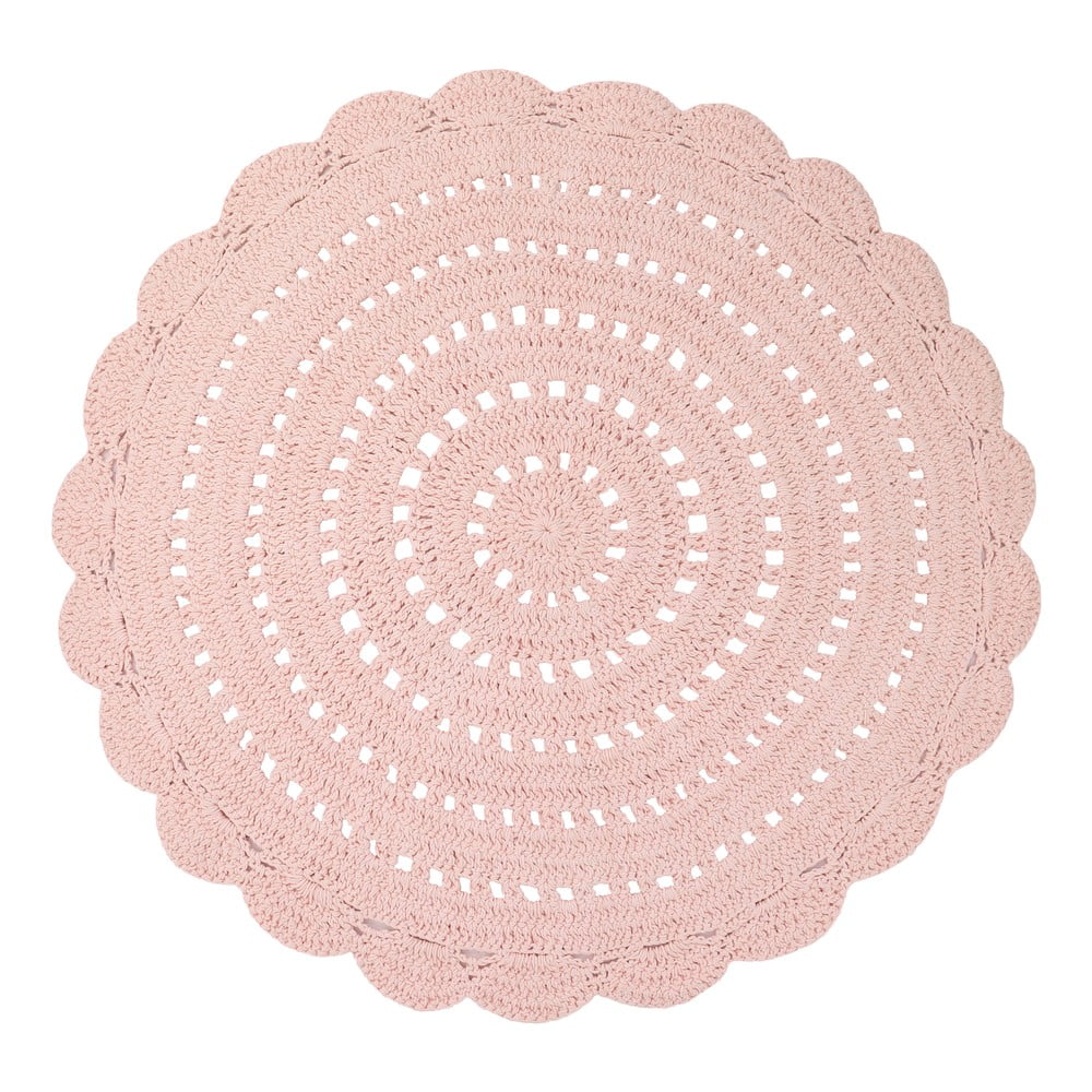 Alma rózsaszín kézzel horgolt pamut szőnyeg, ø 120 cm - Nattiot