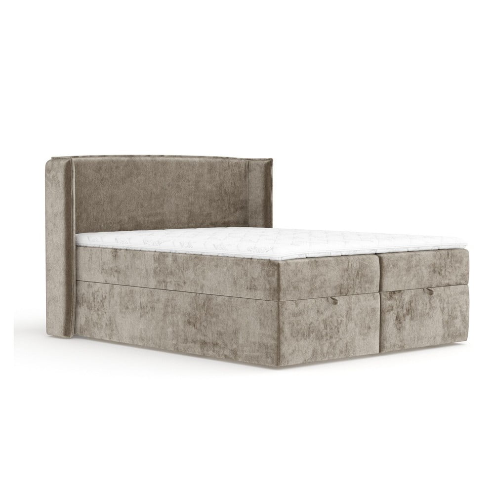 Bézs ágyneműtartós boxspring ágy 160x200 cm Passion – Maison de Rêve
