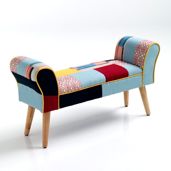 Kaleidos színes ülőpad tölgyfa lábakkal - Tomasucci