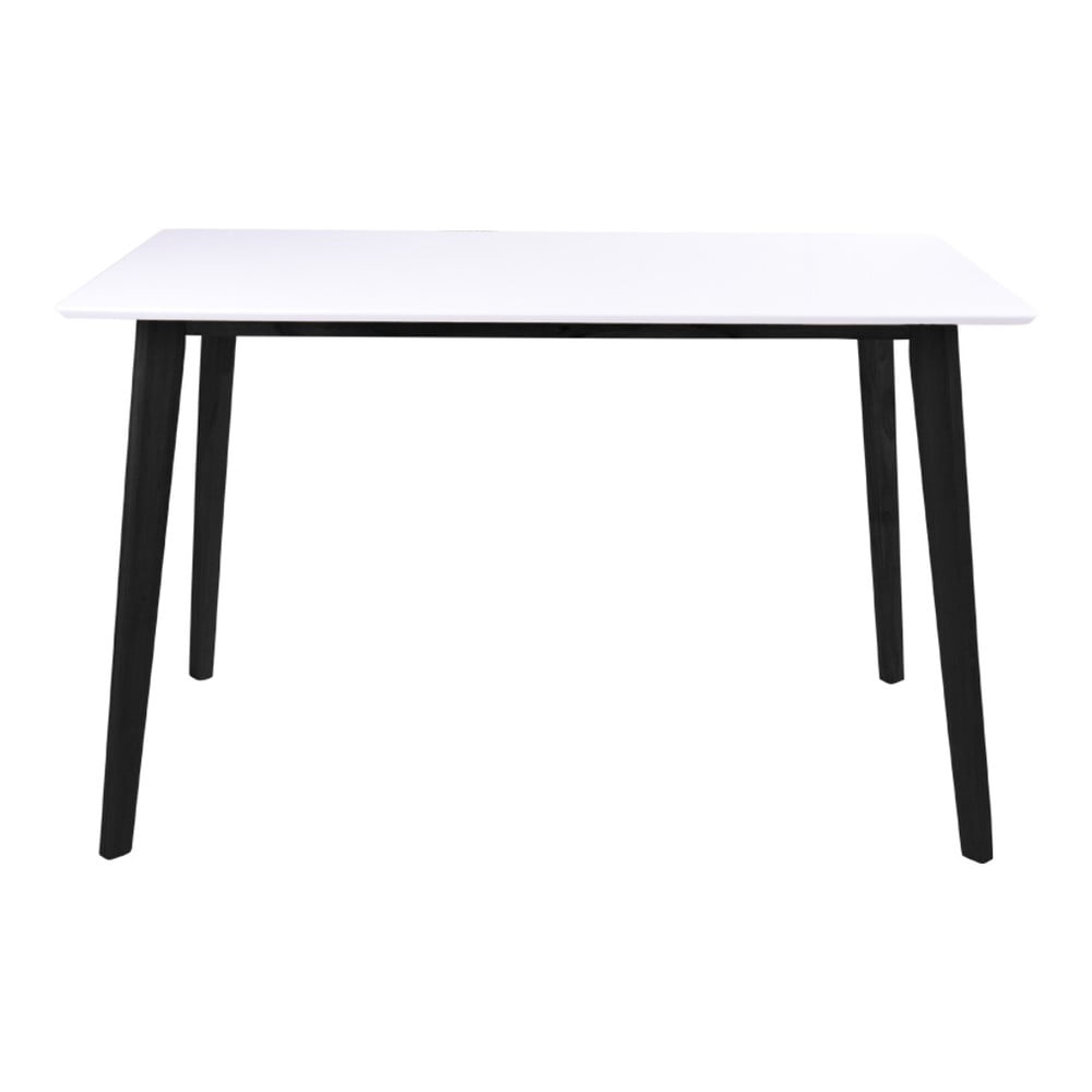 Vojens kaucsukfa étkezőasztal fehér asztallappal és fekete lábakkal, 120 x 70 cm - bonami essentials