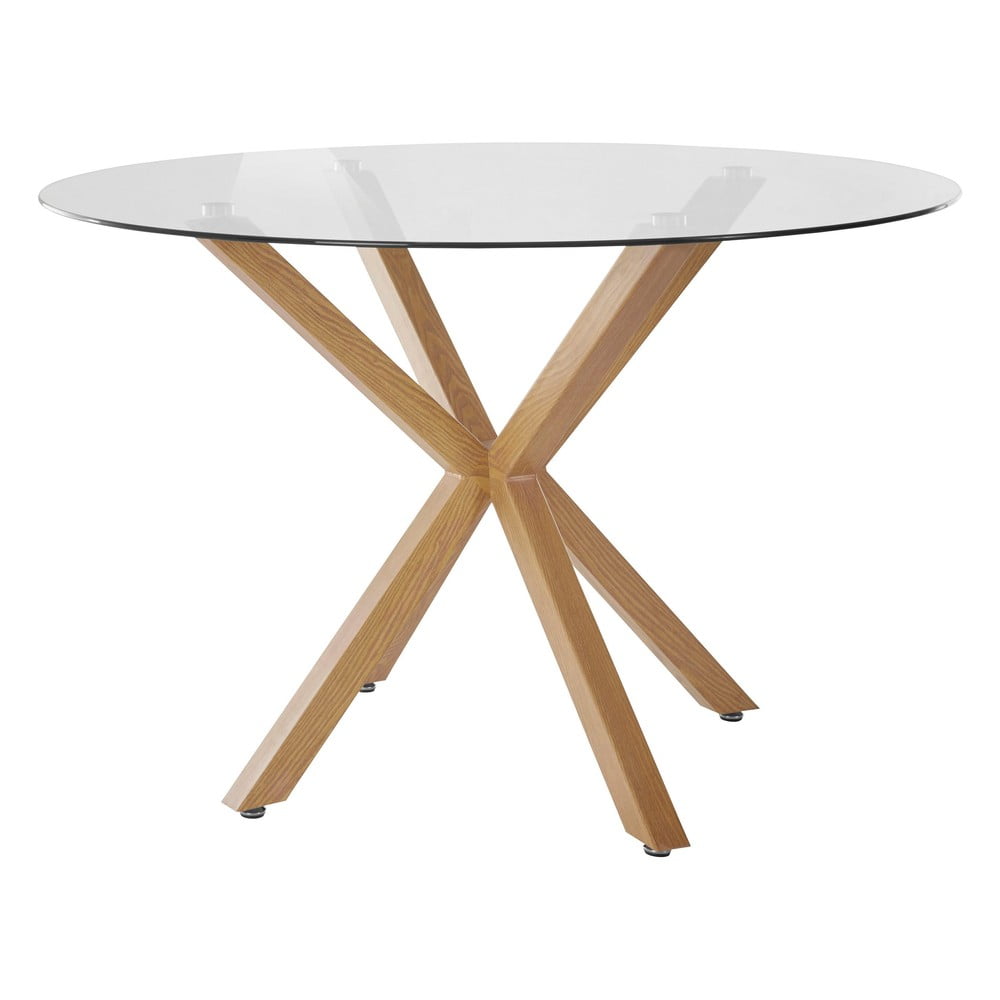 Natúr színű kerek étkezőasztal üveg asztallappal ø 120 cm pablo – støraa