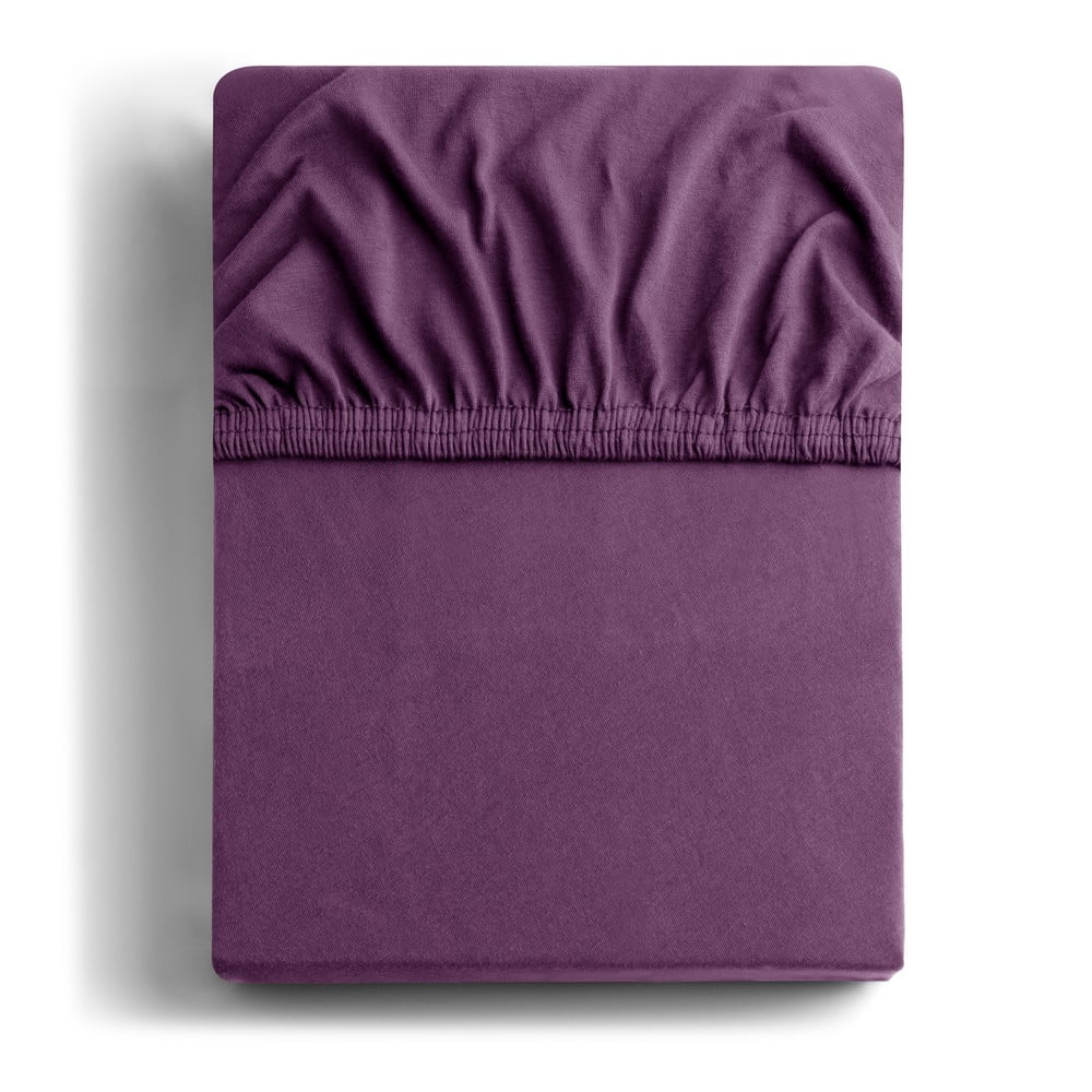 Lila gumis jersey lepedő 220x200 cm Amber – Restilo