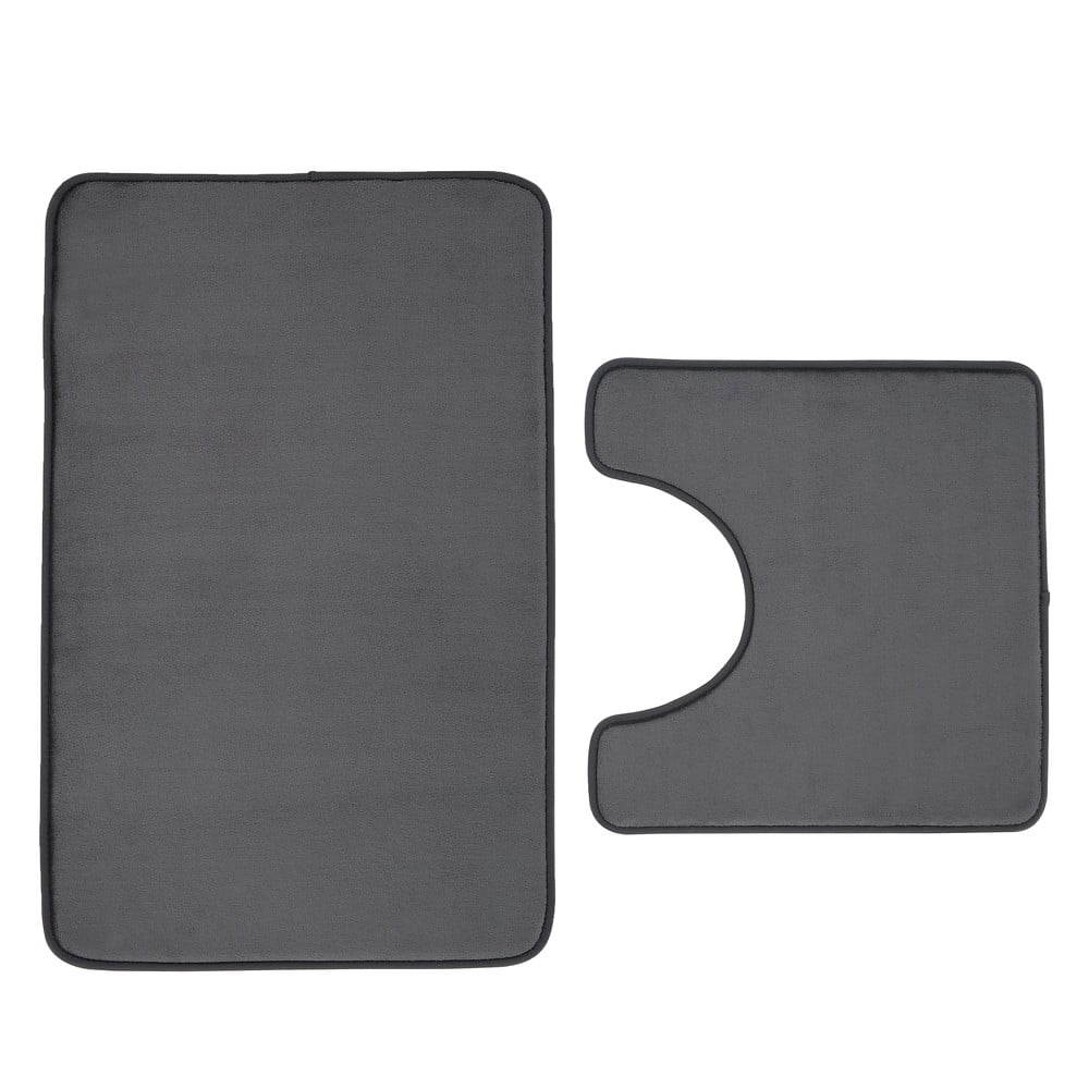 Sötétszürke memóriahab fürdőszobai kilépő szett WC-hez, 2 db-os 50x80 cm Anti-Bacterial – Catherine Lansfield