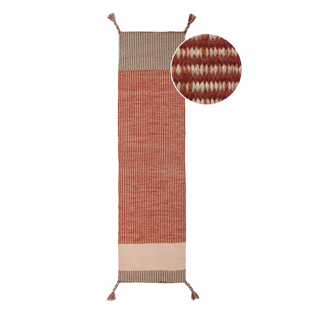 Anu narancssárga gyapjú futószőnyeg, 60 x 200 cm - Flair Rugs