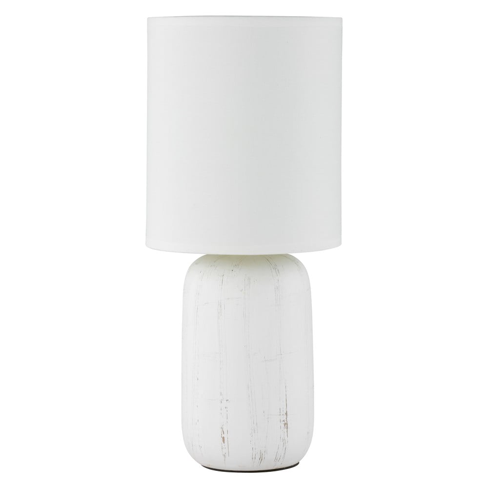 Clay fehér kerámia-szövet asztali lámpa, magasság 35 cm - Trio