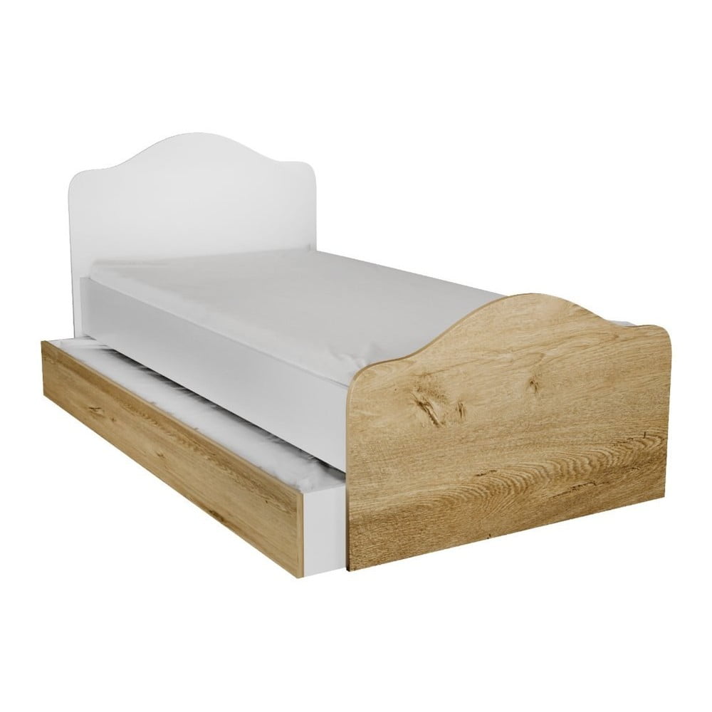 Fehér-natúr színű egyszemélyes ágy tárolóhellyel 90x190 cm kanguru – kalune design