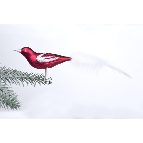 3 db-os piros madáralakú üveg karácsonyi dísz készlet - Ego Dekor
