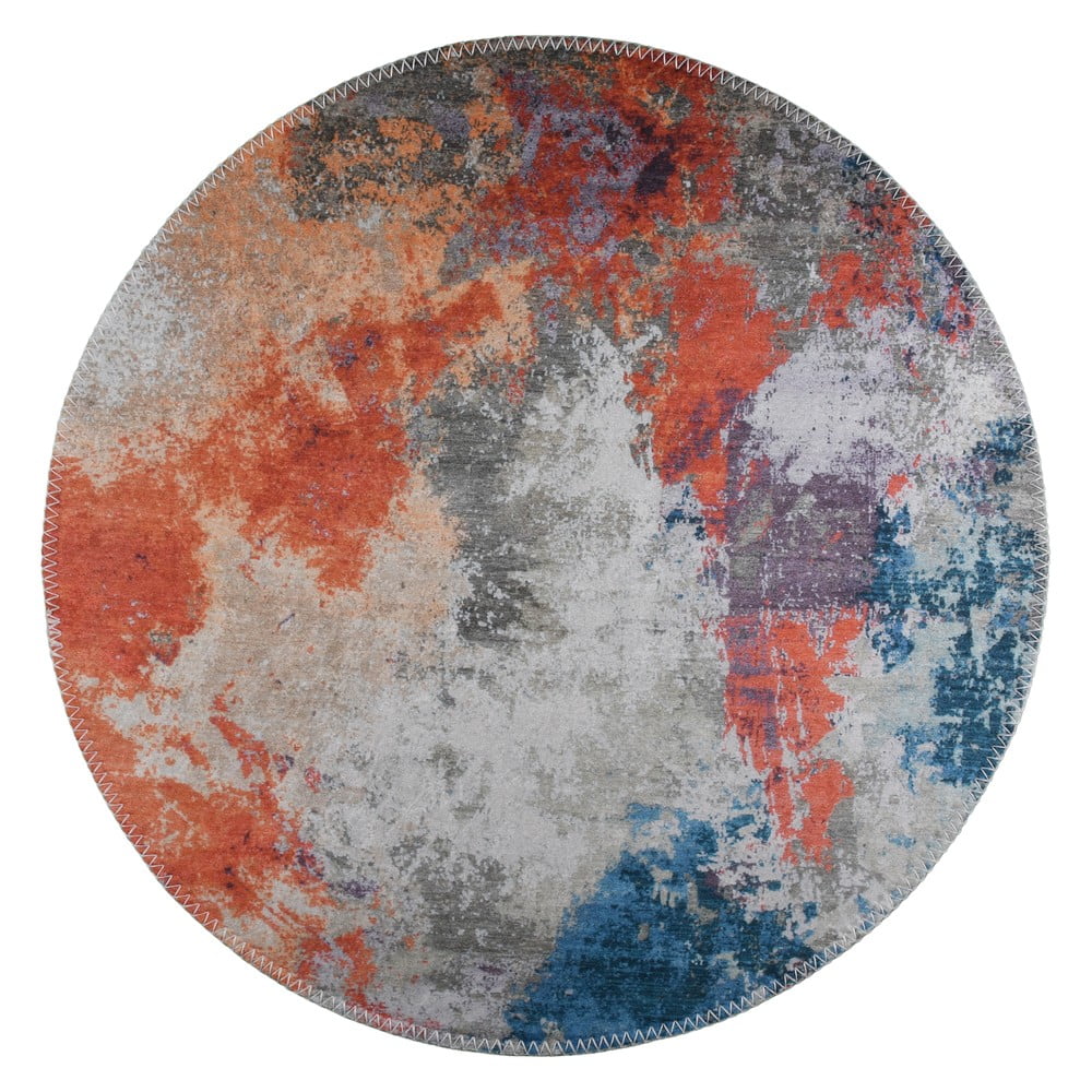 Kék-narancssárga mosható kerek szőnyeg ø 80 cm – Vitaus