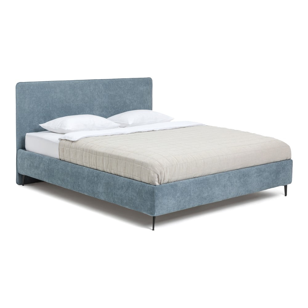 Kék kárpitozott franciaágy ágyráccsal 160x200 cm Noira Slim – Bonami Selection