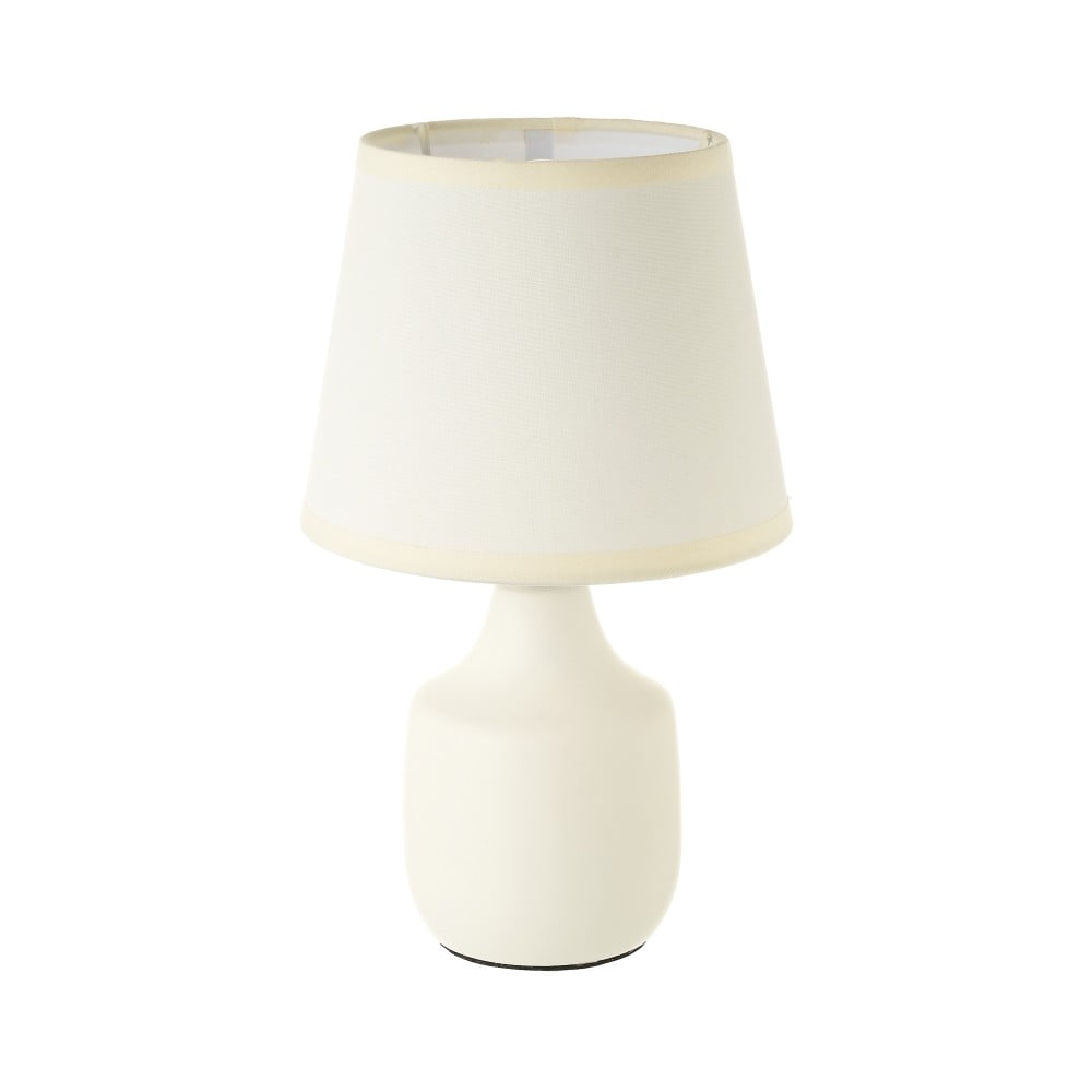 Fehér-krémszínű kerámia asztali lámpa textil búrával (magasság 24 cm) – Casa Selección