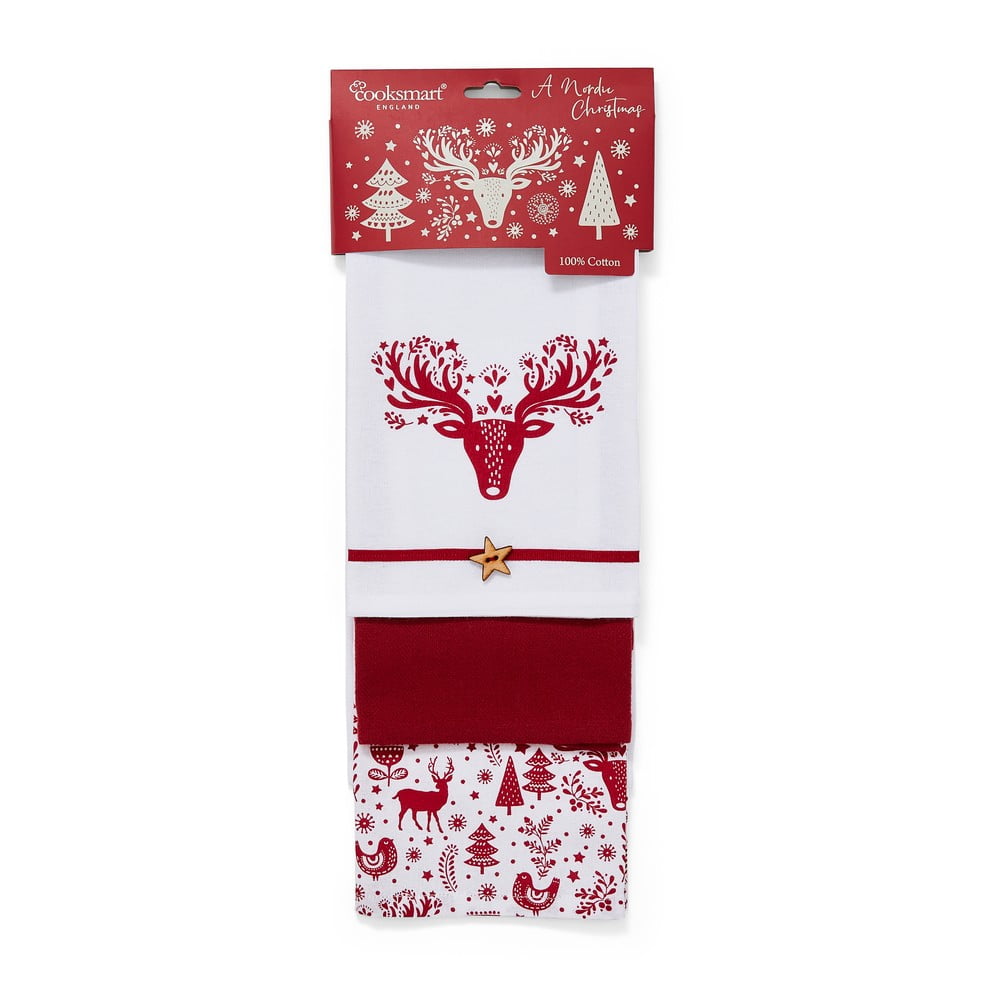 A Nordic Christmas 3 db-os pamut karácsonyi konyharuha szett, 38 x 44 cm - Cooksmart ®