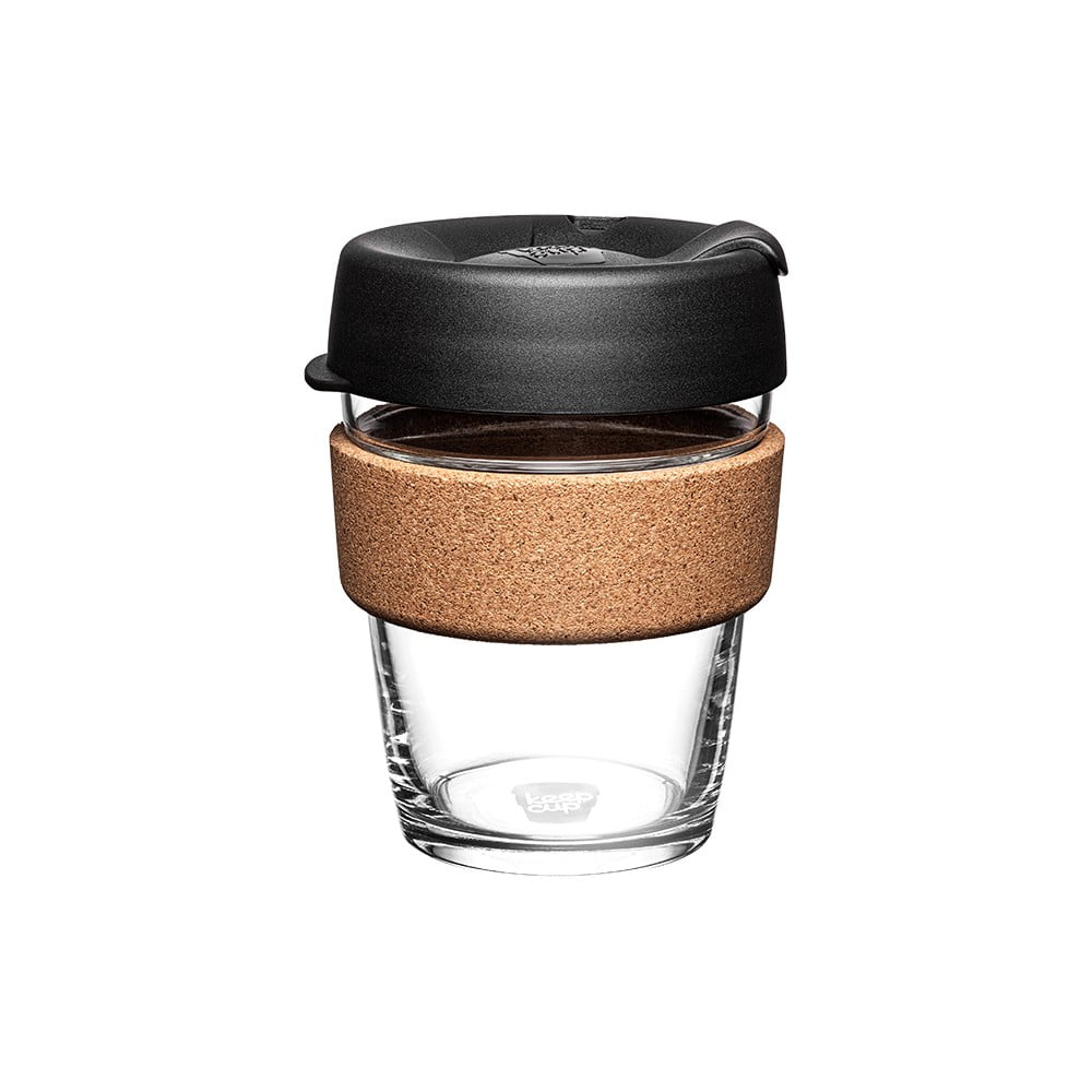 Fekete-barna utazóbögre 340 ml Brew Cork Black M – KeepCup