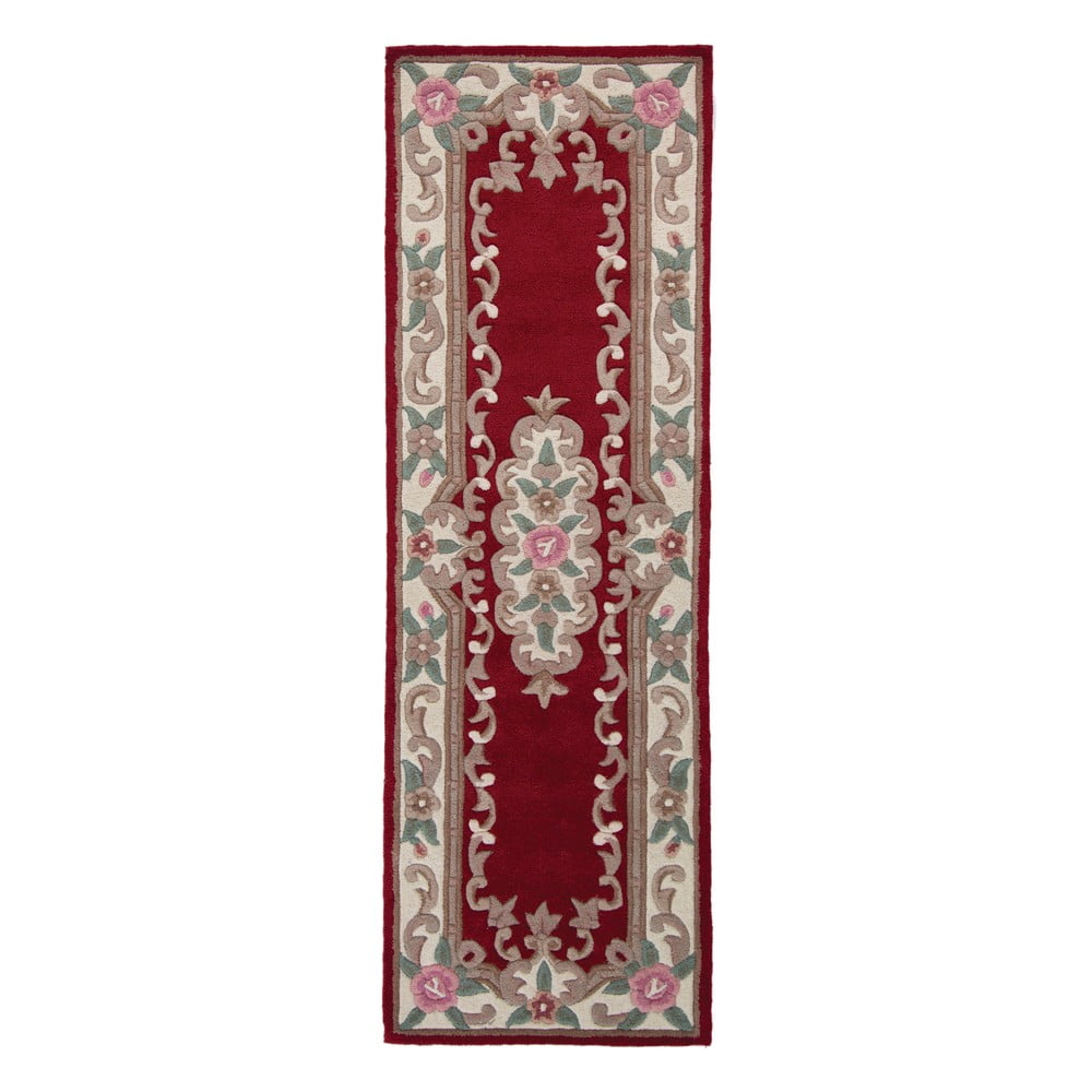 Aubusson piros gyapjú szőnyeg, 67 x 210 cm - Flair Rugs