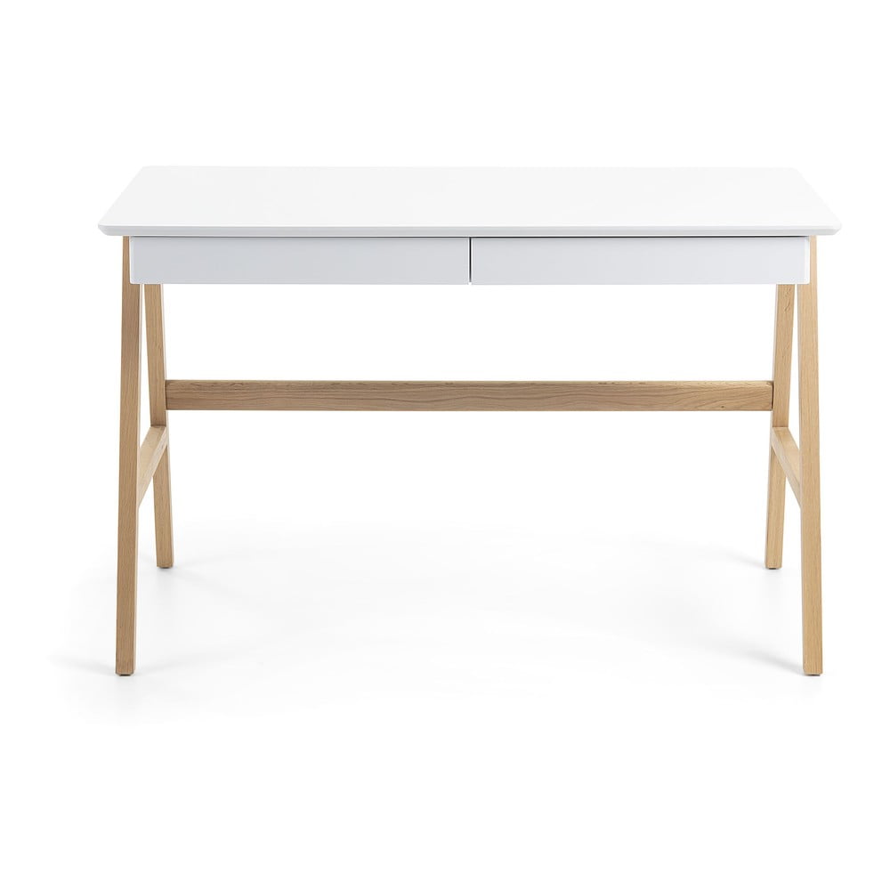 Ingo íróasztal fehér asztallappal, 120 x 60 cm - kave home