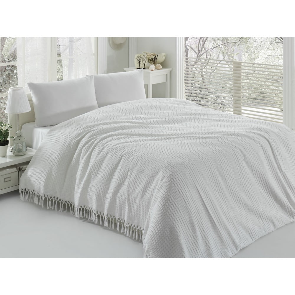 Pique White könnyű egyszemélyes ágytakaró, 180 x 240 cm