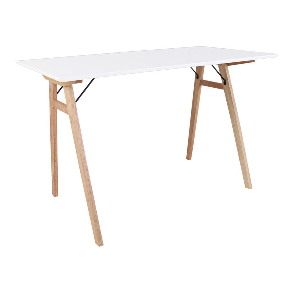 Vojens desk fehér asztal barna lábakkal, hosszúság 120 cm - house nordic