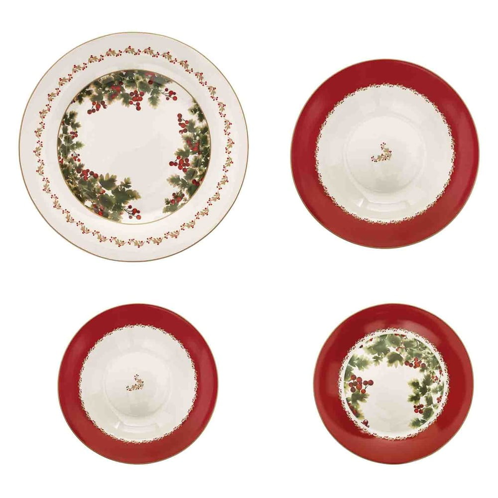 La Bacche 18 db-os porcelán étkészlet karácsonyi mintával - Brandani