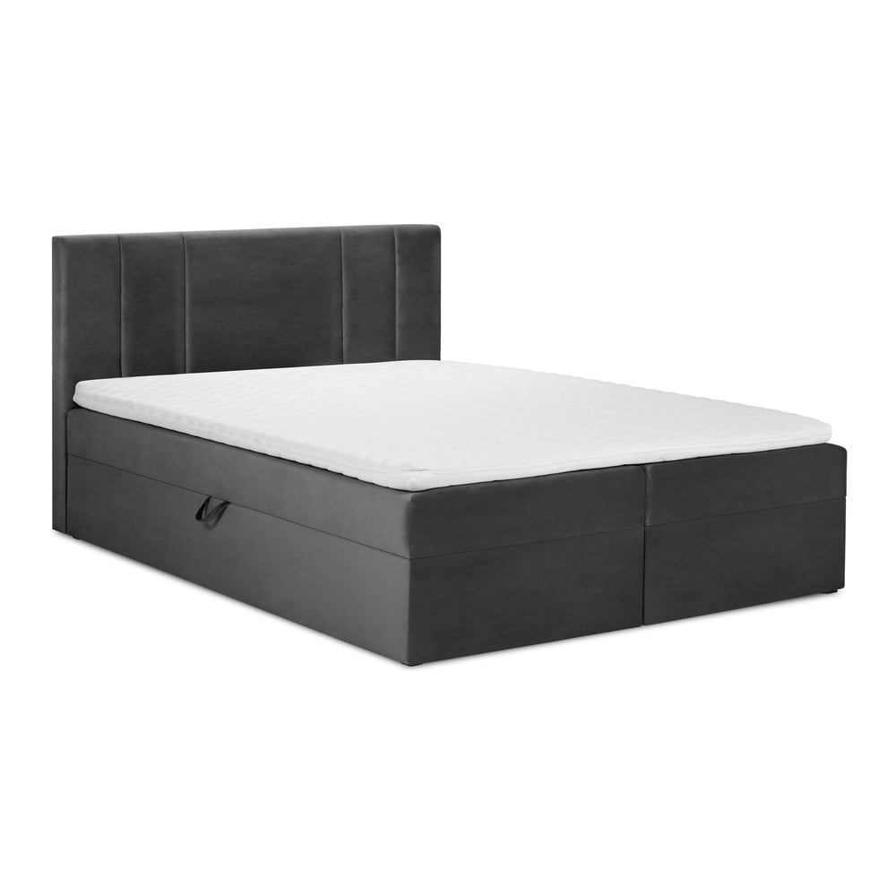 Sötétszürke boxspring ágy tárolóhellyel 160x200 cm Afra – Mazzini Beds