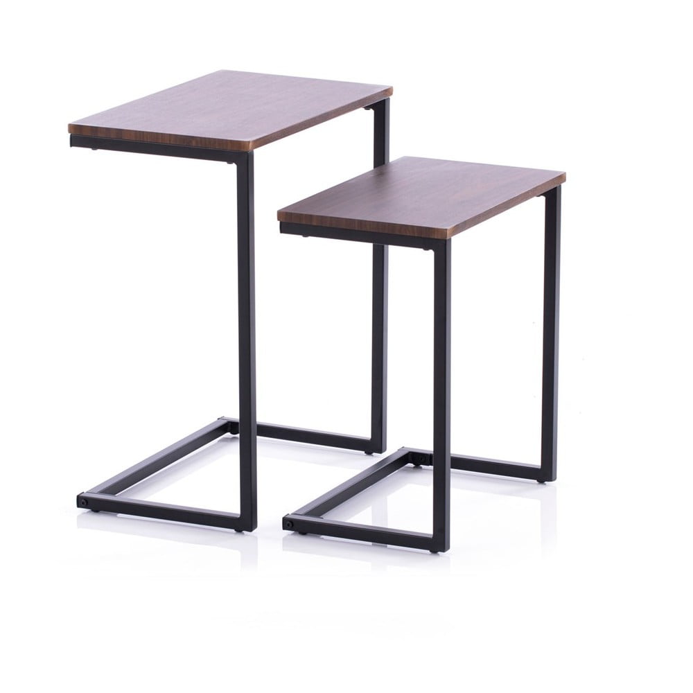 Tárolóasztal szett diófa dekoros asztallappal 2 db-os 30x48 cm Jalt – Homede