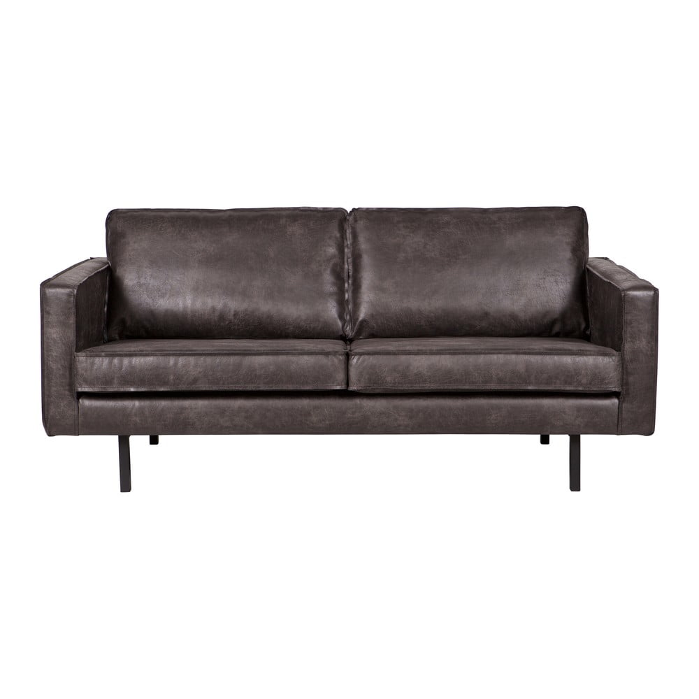 Rodeo fekete kétszemélyes kanapé, újrahasznosított bőrhuzattal - bepurehome