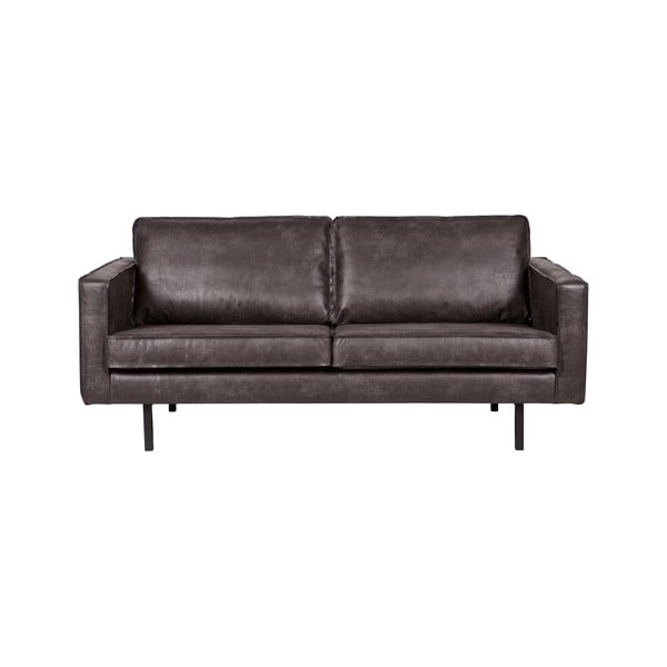Rodeo fekete kétszemélyes kanapé, újrahasznosított bőrhuzattal - BePureHome