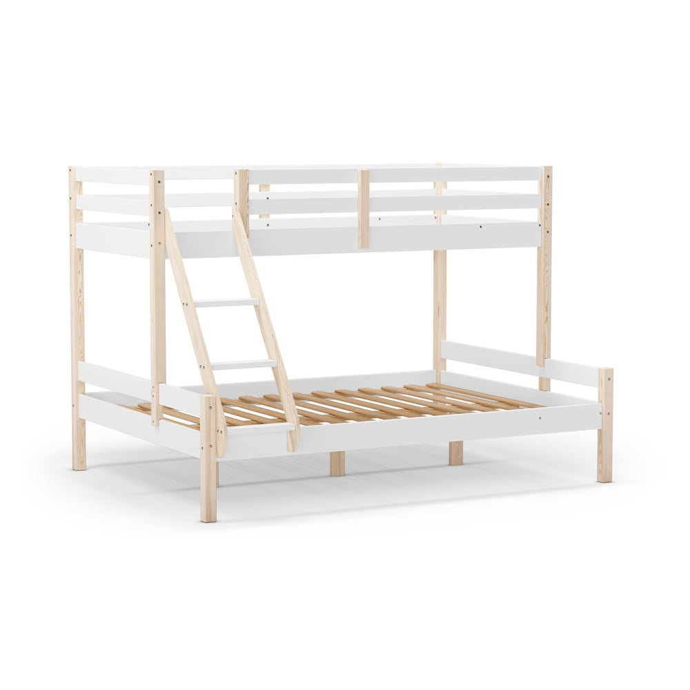Fehér emeletes borovi fenyő gyerekágy 90x190-140x190 cm Livia – Marckeric