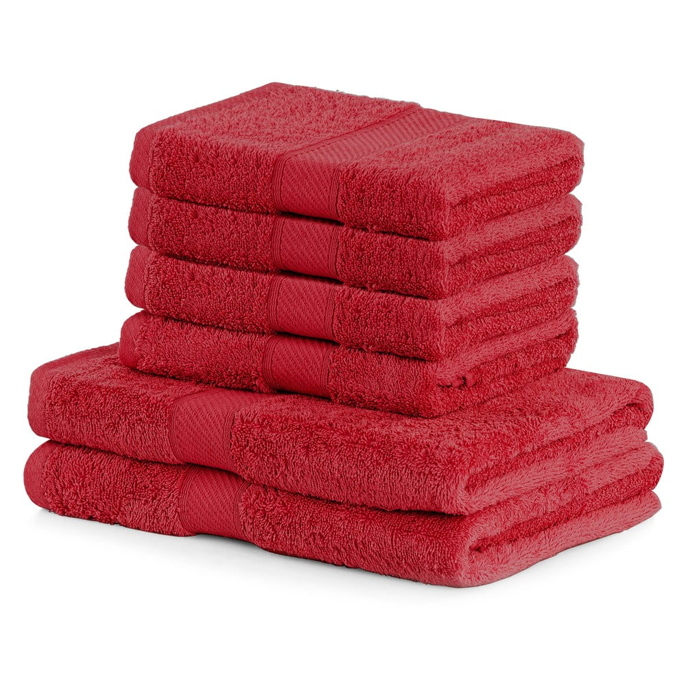 Bamby Red szett 2 db piros fürdőlepedővel és 4 db törölközővel - DecoKing